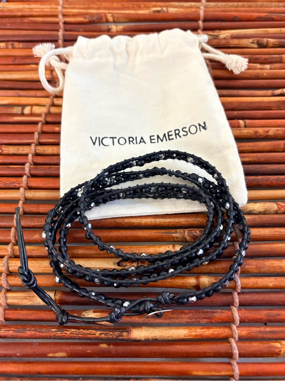 Victoria Emerson Black Beaded Multi-Wrap Bracelet